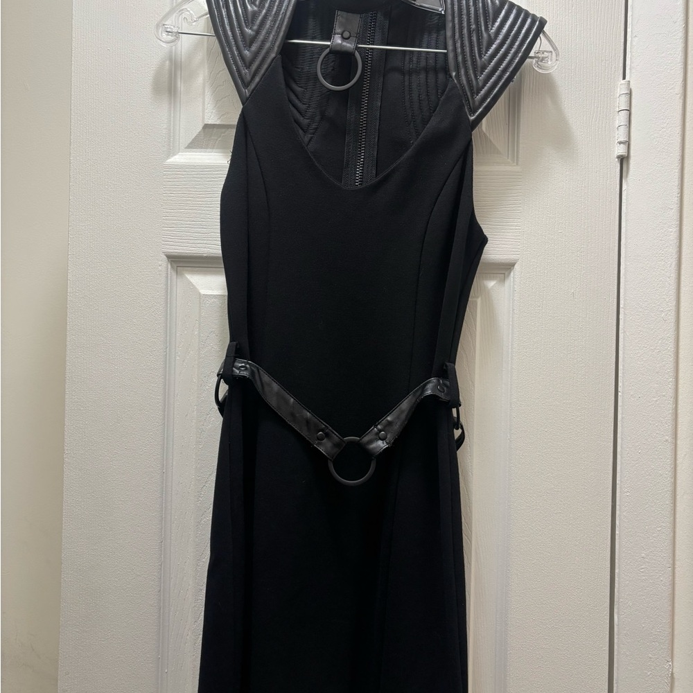 Lip service black dress with faux leather detailing